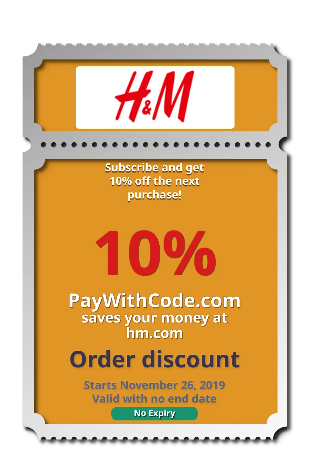 Subscribe and get 10% off the next purchase!  at H&M