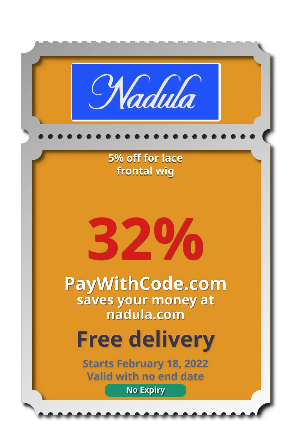 5% off for lace frontal wig at Nadula