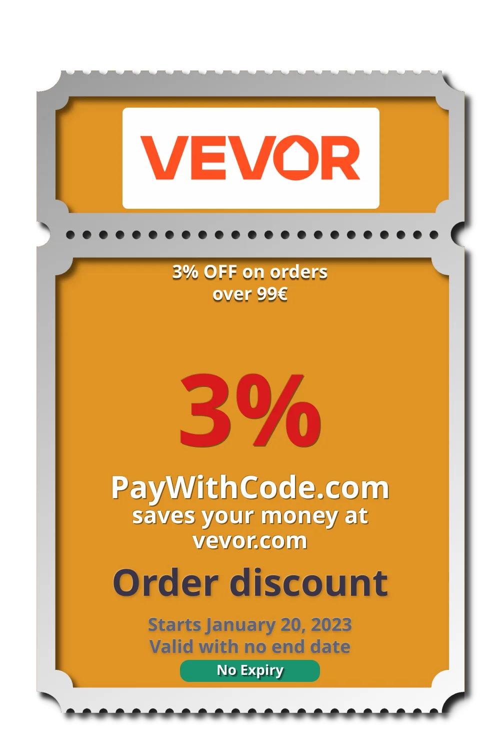 3% OFF on orders over 99€ at Vevor