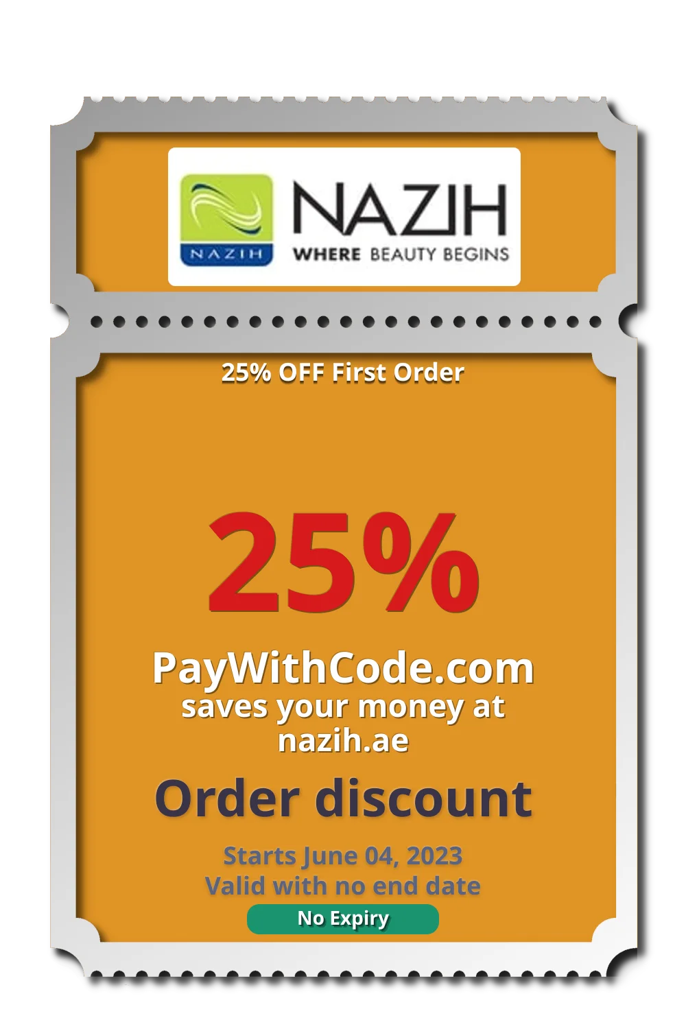 25% OFF First Order at Nazih UAE offline codes & links