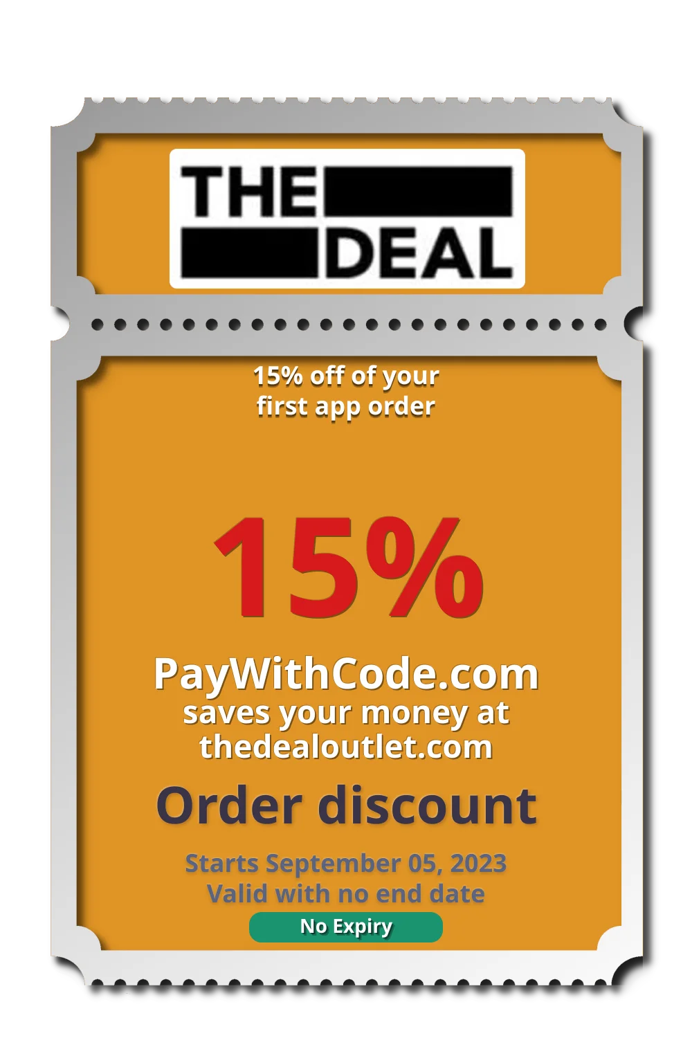 15% off of your first app order at The Deal Outlet