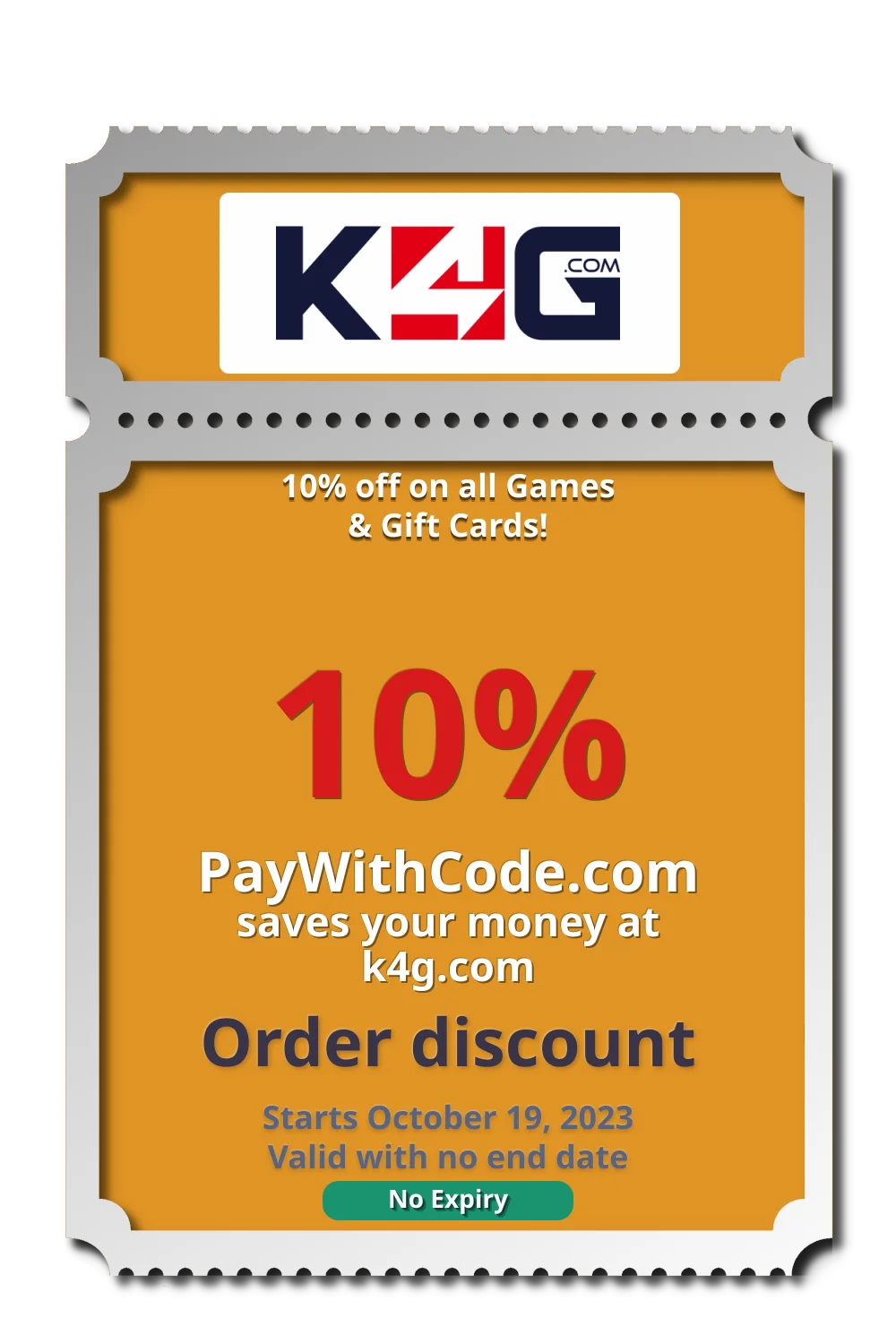 10% off on all Games & Gift Cards! at K4G