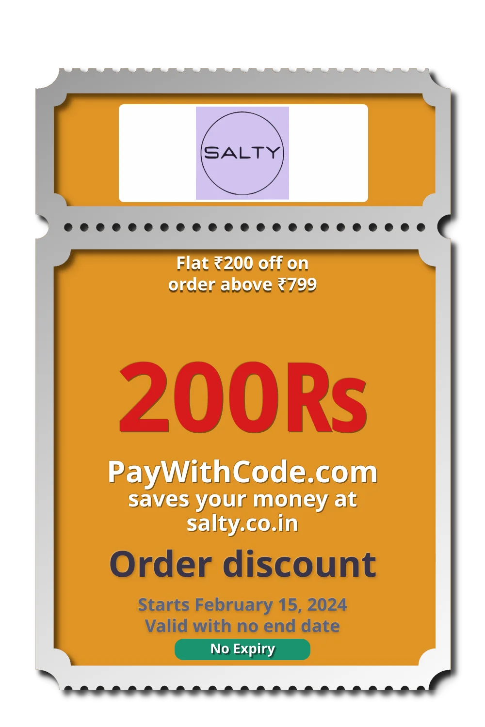 Flat ₹200 off on order above ₹799 at Salty