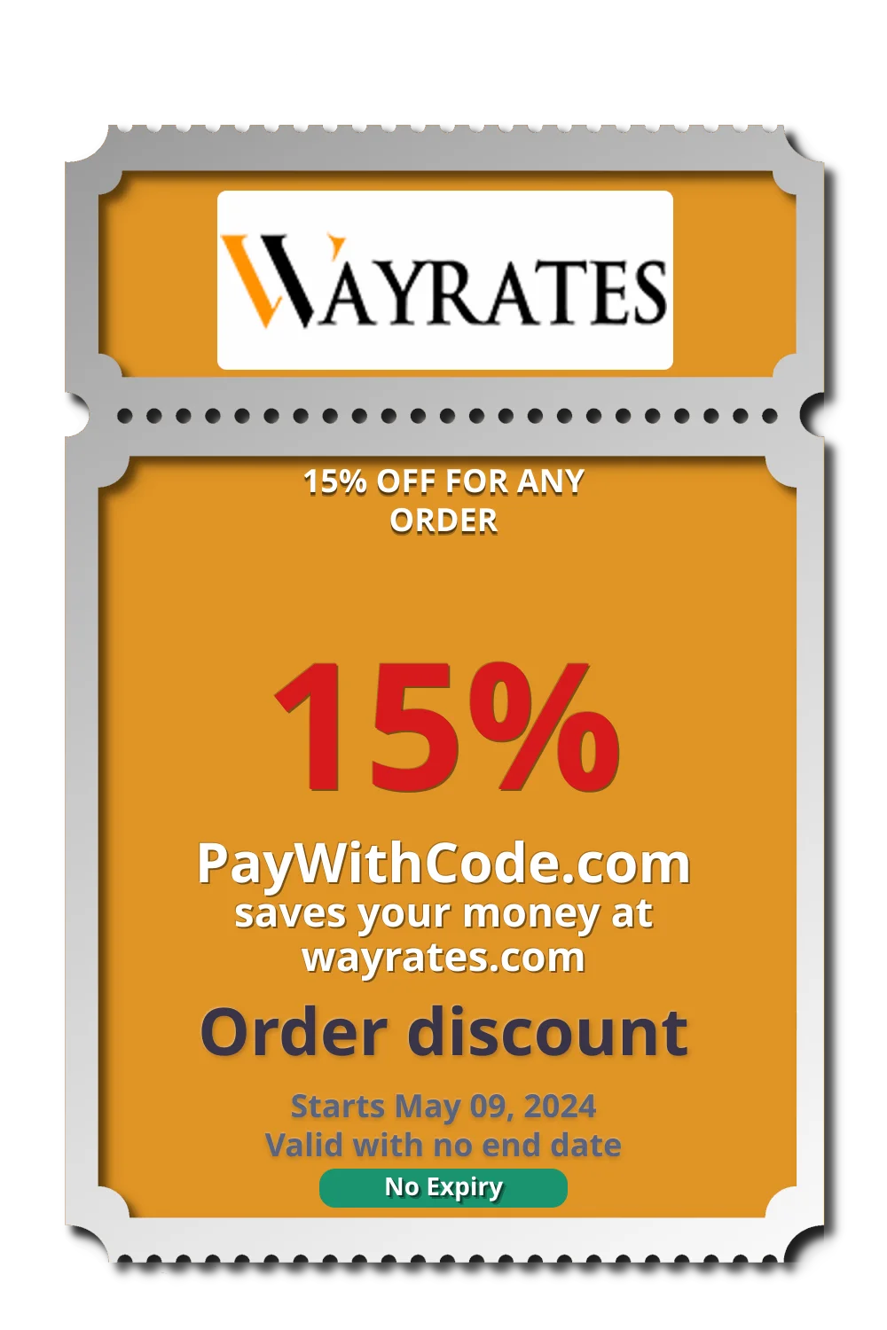 15% OFF FOR ANY ORDER at Wayrates