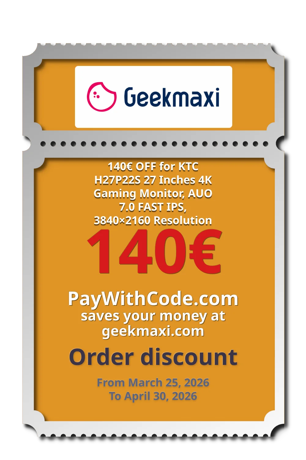 140€ OFF for KTC H27P22S 27 Inches 4K Gaming Monitor, AUO 7.0 FAST IPS, 3840×2160 Resolution at Geekmaxi