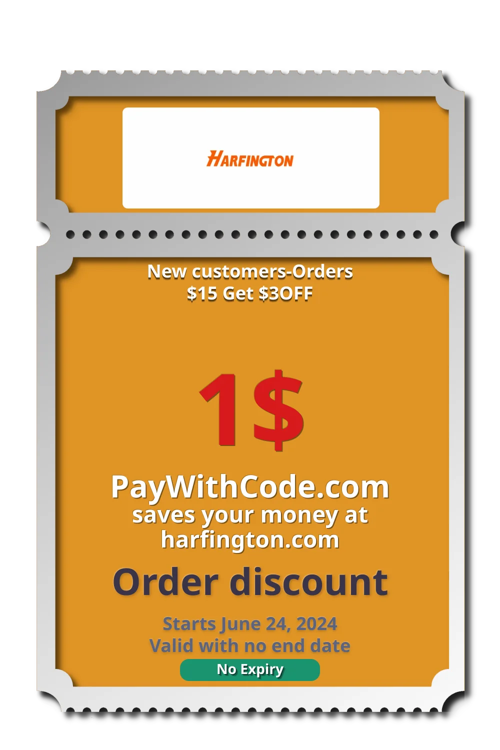 New customers-Orders $15 Get $3OFF at Harfington