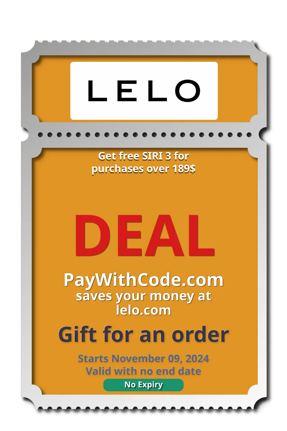 Get free SIRI 3 for purchases over 189$ at Lelo