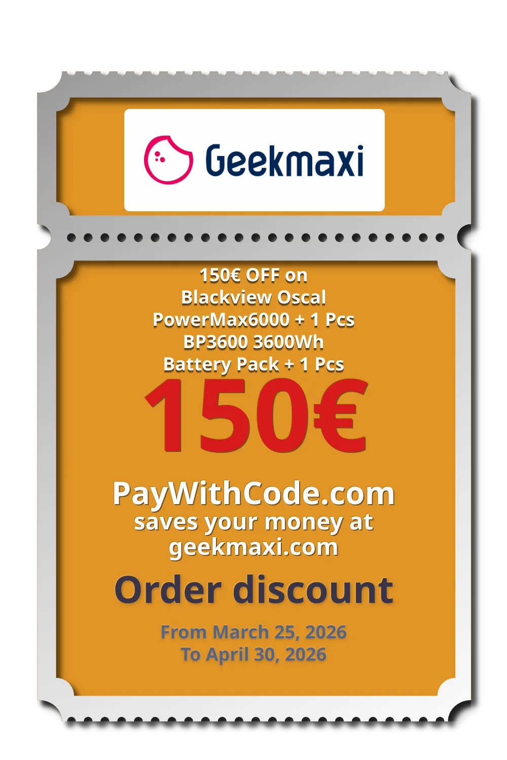 150€ OFF on Blackview Oscal PowerMax6000 + 1 Pcs BP3600 3600Wh Battery Pack + 1 Pcs Solar Panel at Geekmaxi