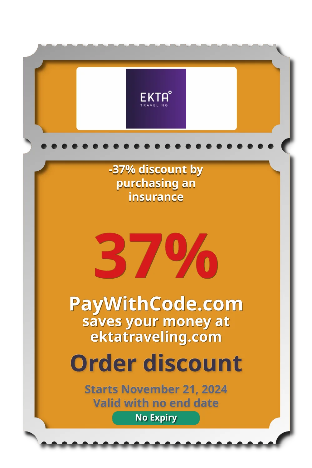 -37% discount by purchasing an insurance at EKTA Traveling Insurance Any GEOs (old)