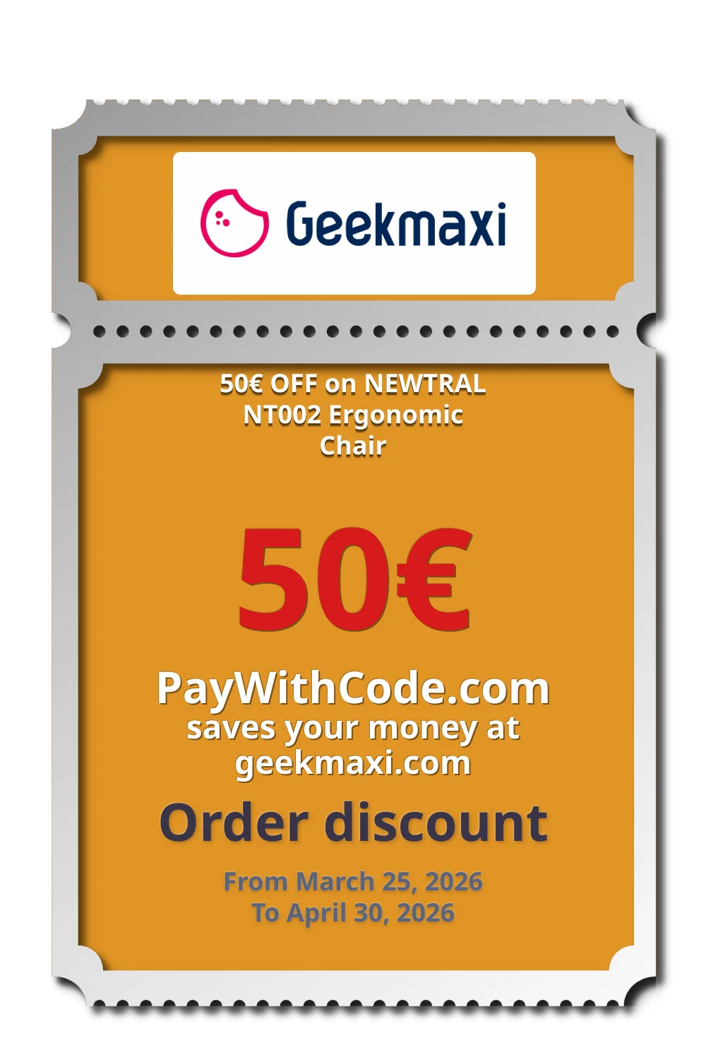 50€ OFF on NEWTRAL NT002 Ergonomic Chair at Geekmaxi