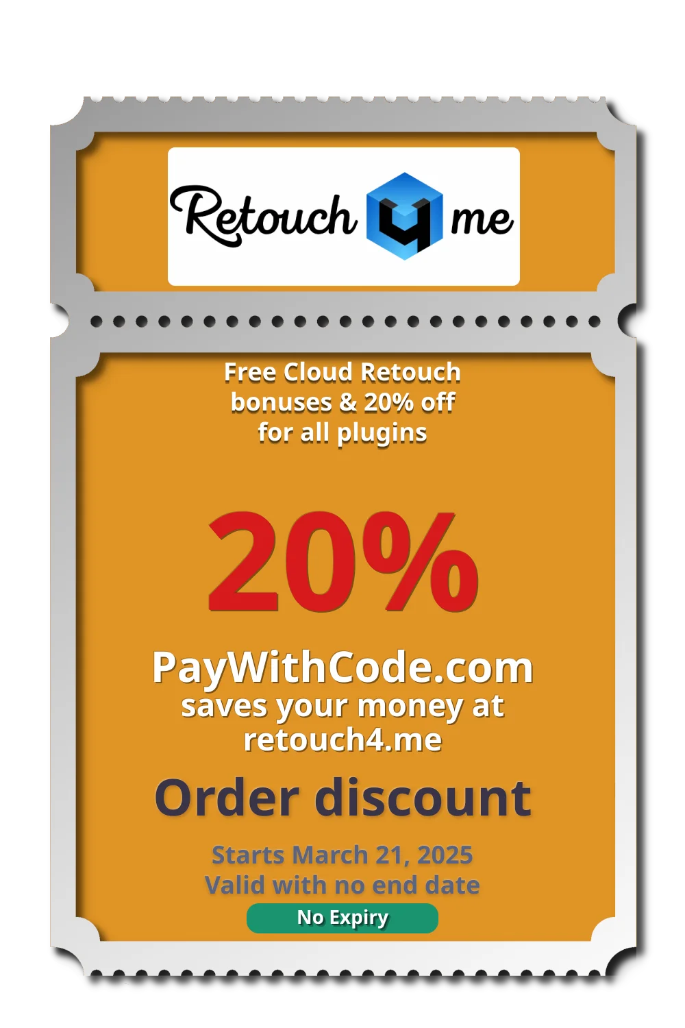 Free Cloud Retouch bonuses & 20% off for all plugins at Retouch4me