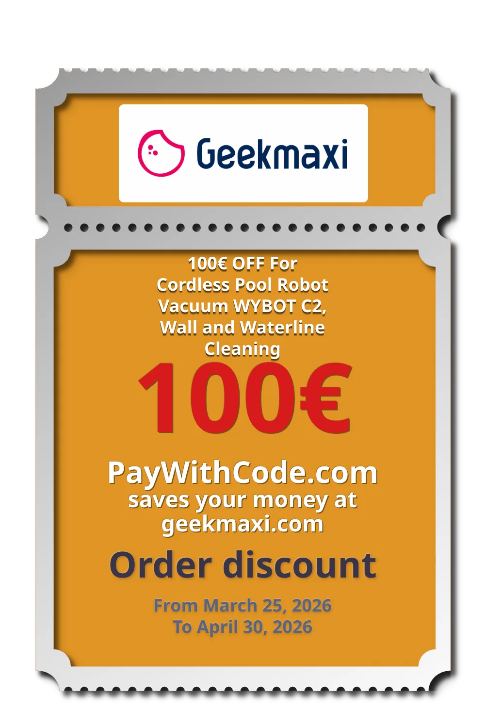 100€ OFF For Cordless Pool Robot Vacuum WYBOT C2, Wall and Waterline Cleaning at Geekmaxi