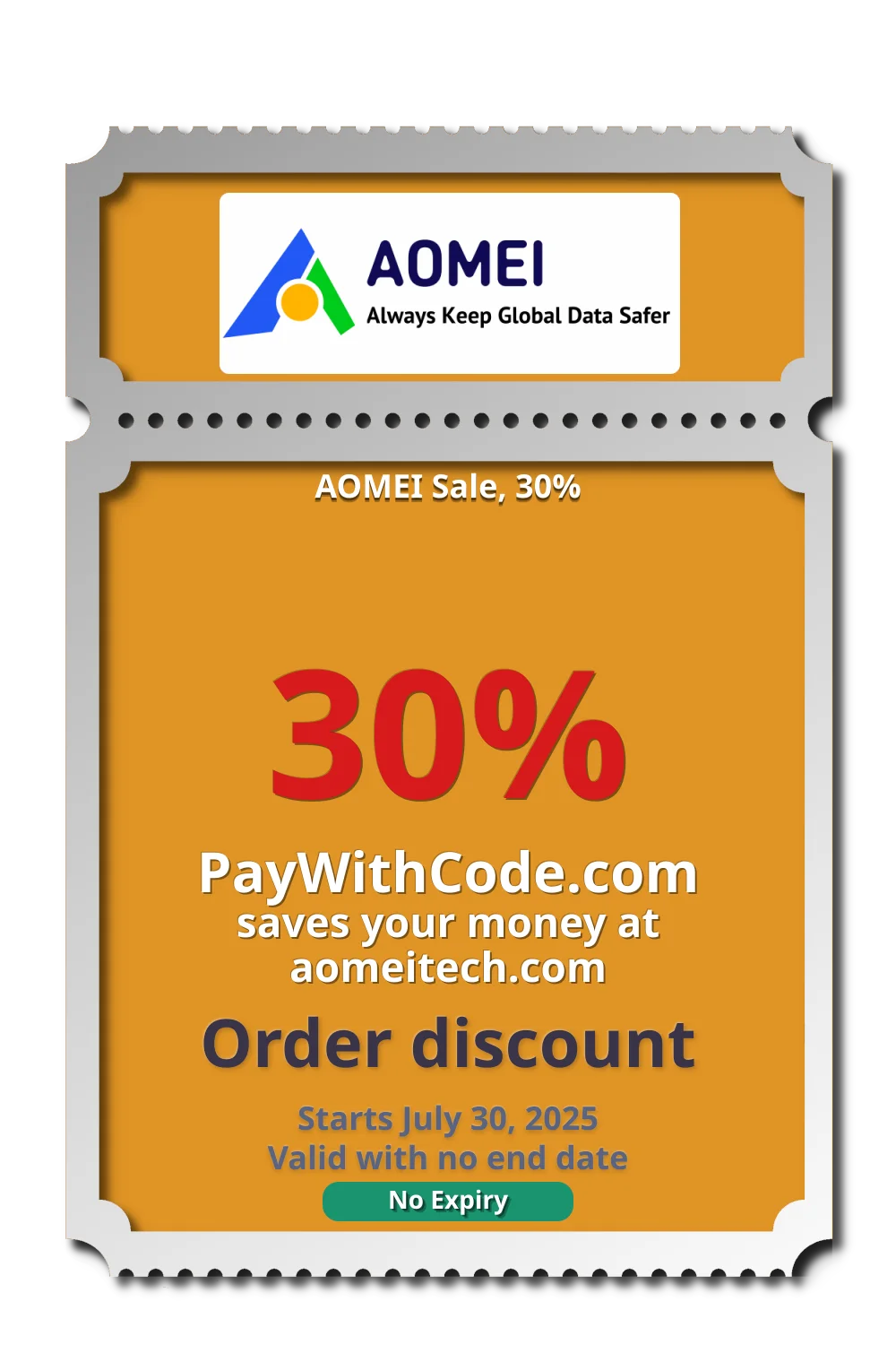 AOMEI Sale, 30% at AOMEI