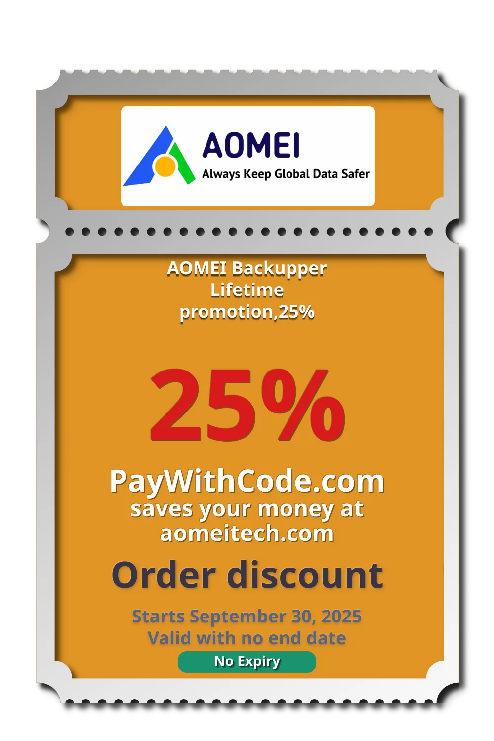 AOMEI Backupper Lifetime  promotion,25% at AOMEI