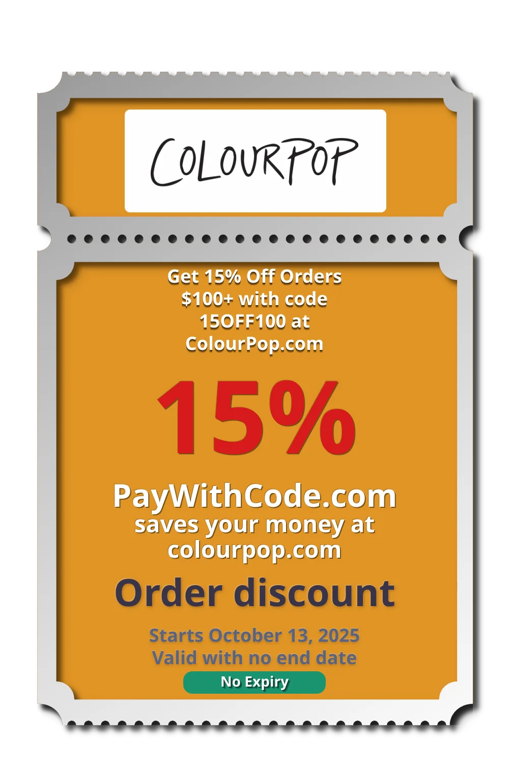 Get 15% Off Orders $100+ with code 15OFF100 at ColourPop.com at ColourPop