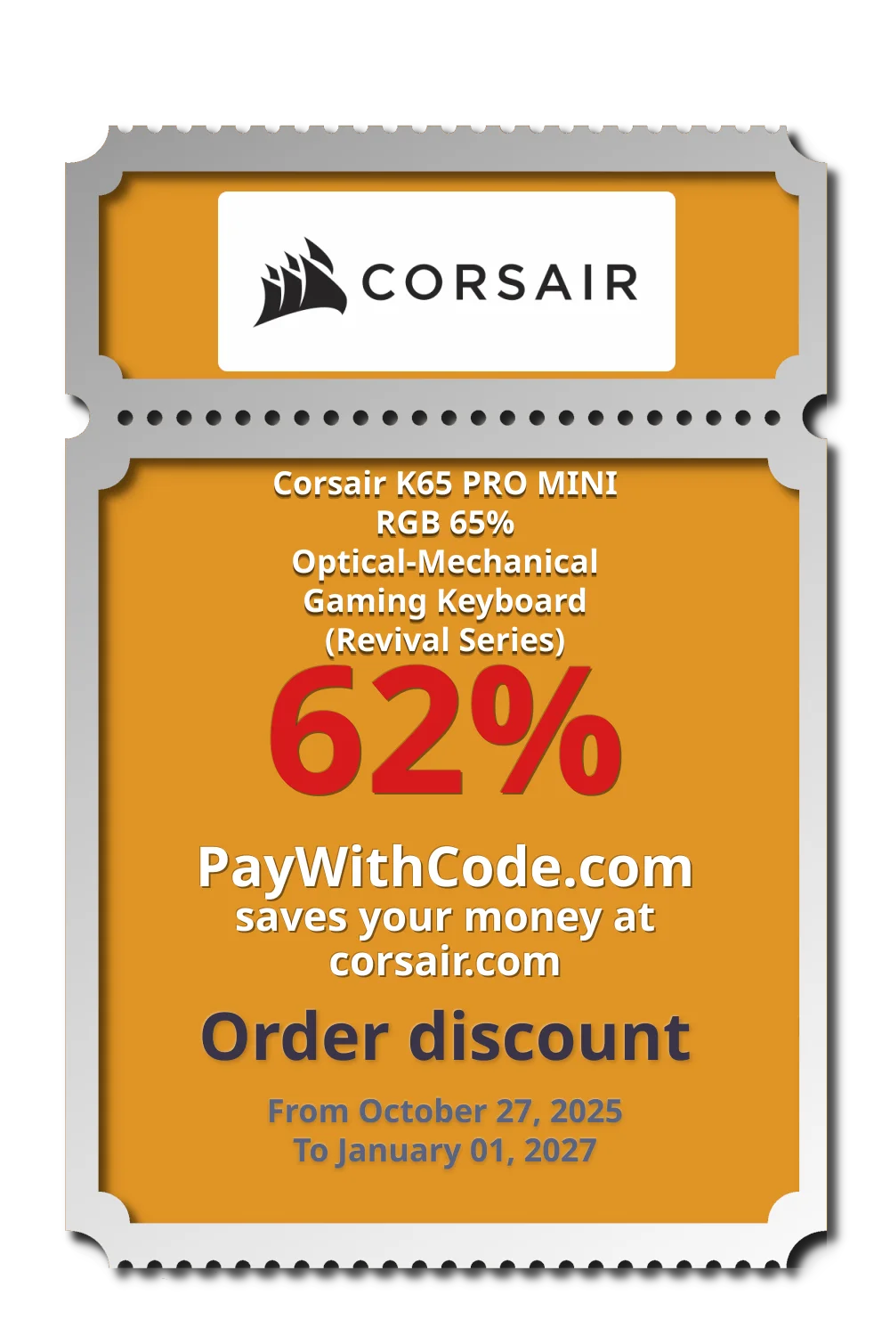 Corsair K65 PRO MINI RGB 65% Optical-Mechanical Gaming Keyboard (Revival Series) at Corsair