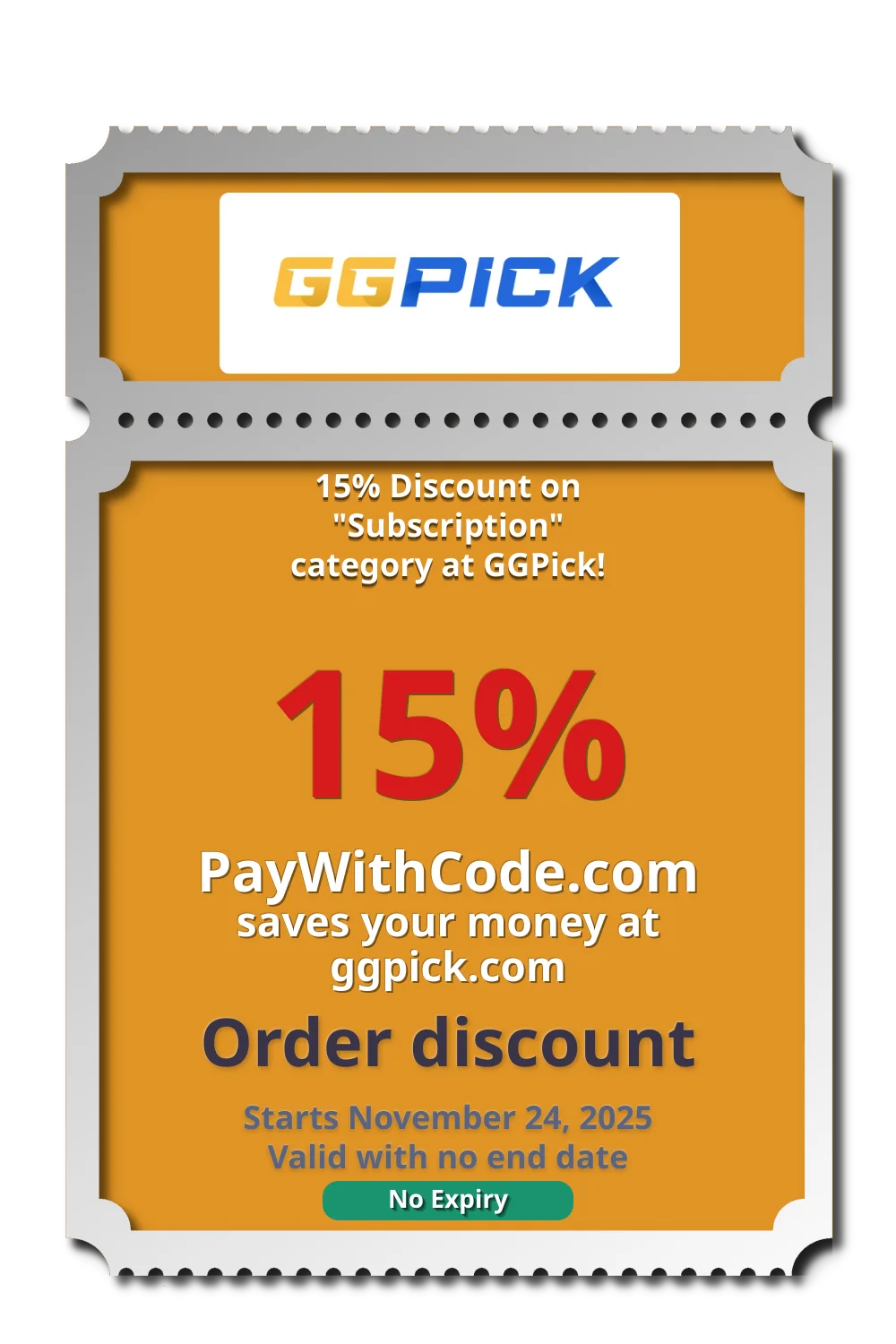 15% Discount on "Subscription" category at GGPick! at GGPick