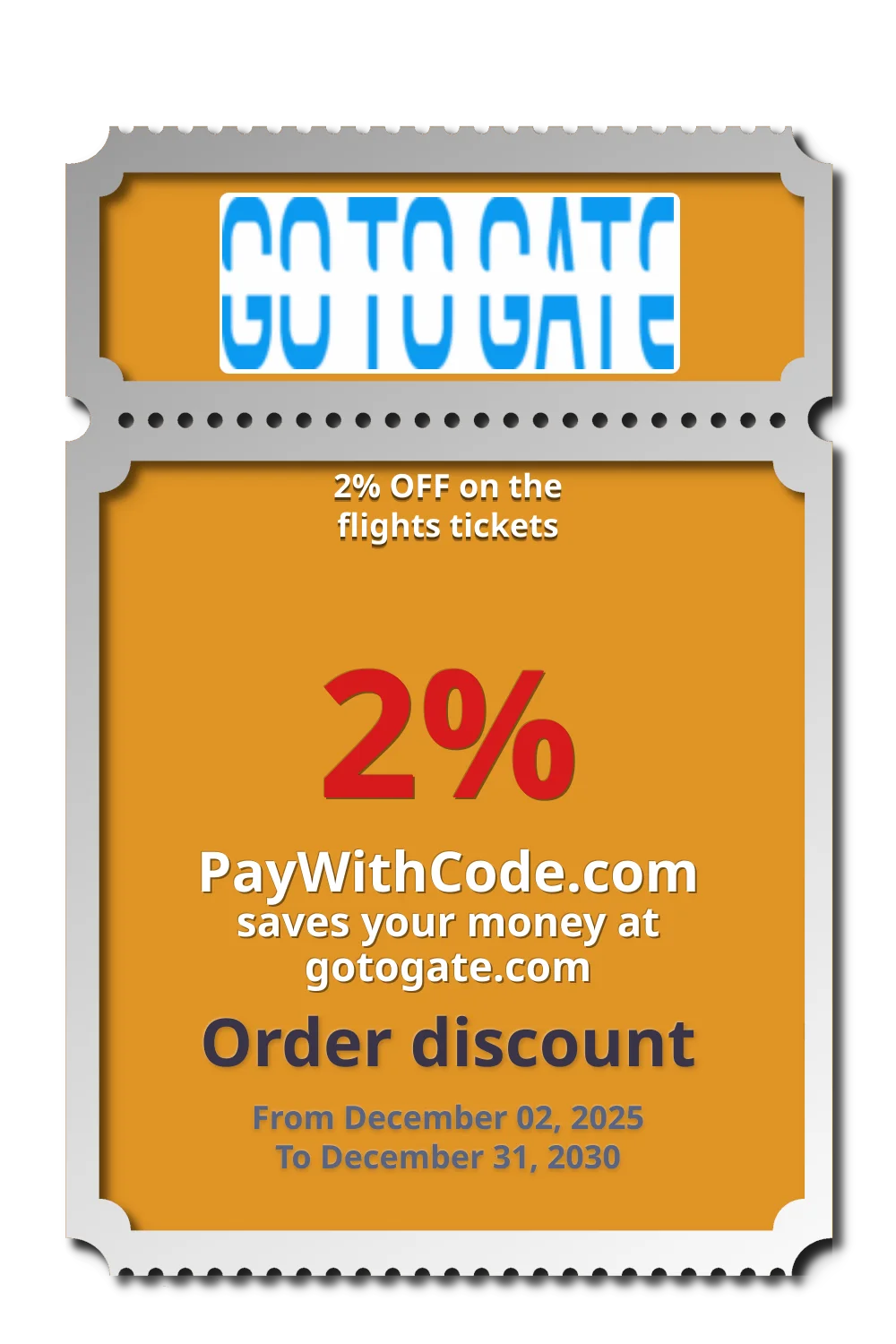 2% OFF on the flights tickets at Gotogate