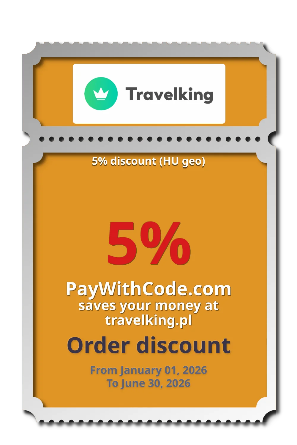 5% discount (HU geo) at Travelking