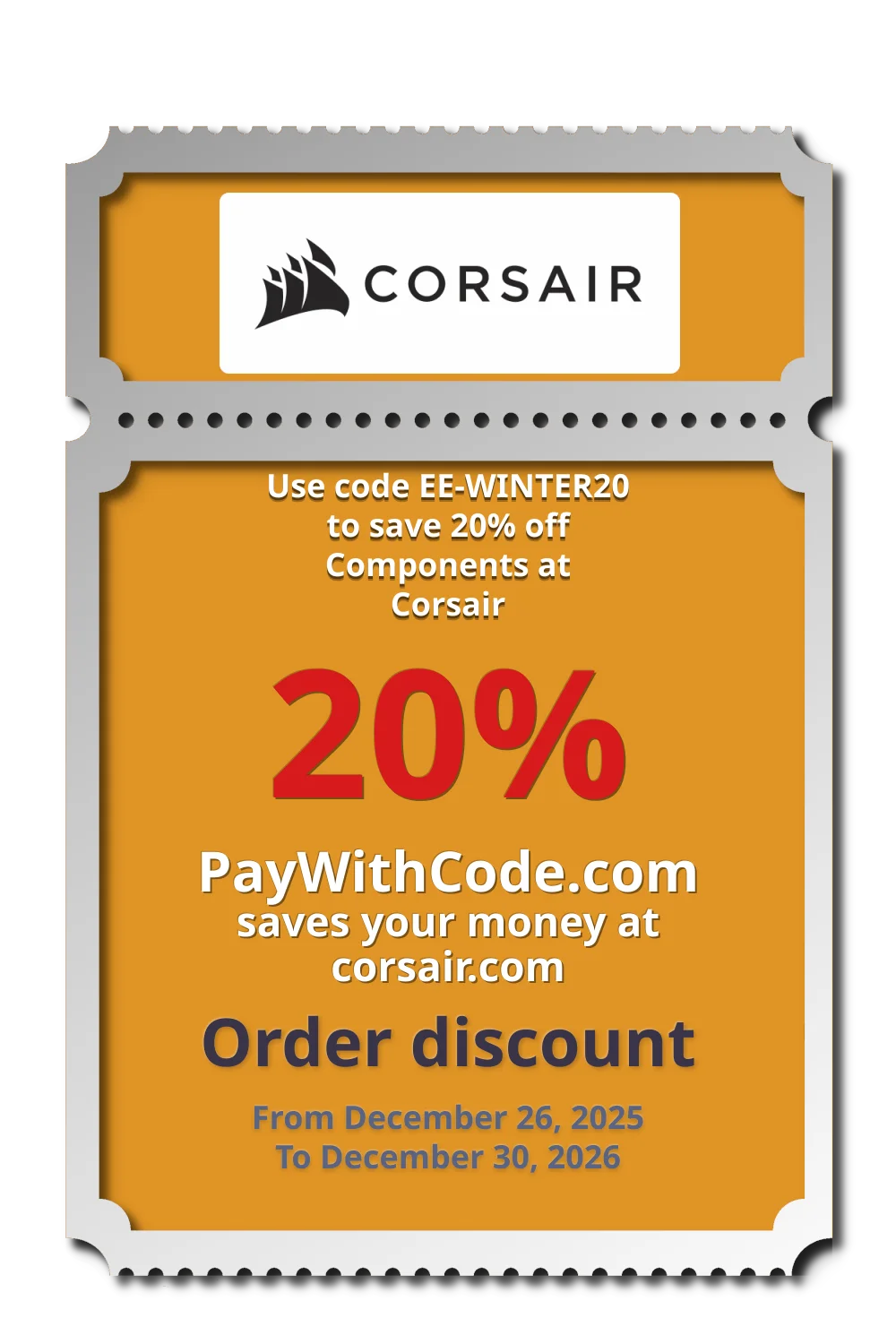 Use code EE-WINTER20 to save 20% off Components at Corsair at Corsair