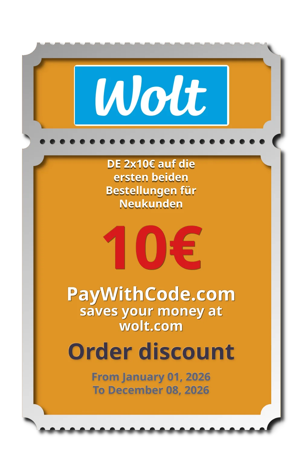 DE 2x10€ auf die ersten beiden Bestellungen für Neukunden at Wolt DEU CYP GEO JPN LTU LVA EST MLT SVN SRB AZE KAZ