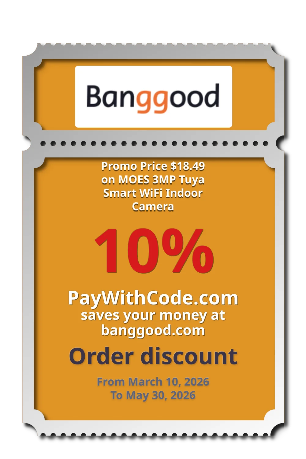 Promo Price $18.49 on MOES 3MP Tuya Smart WiFi Indoor Camera at Banggood