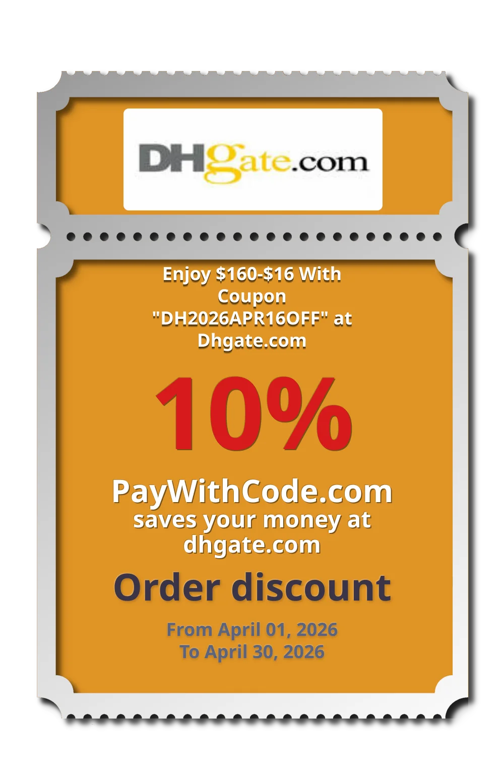 Enjoy $160-$16 With Coupon "DH2026APR16OFF" at Dhgate.com at DHgate