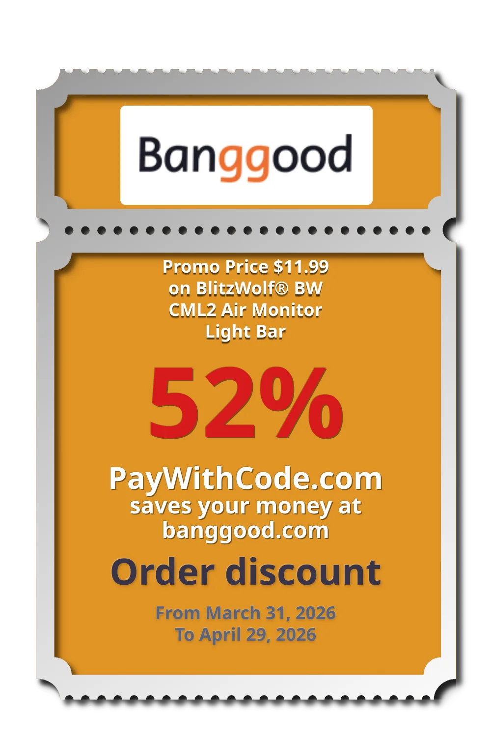 Promo Price $11.99 on BlitzWolf® BW CML2 Air Monitor Light Bar at Banggood