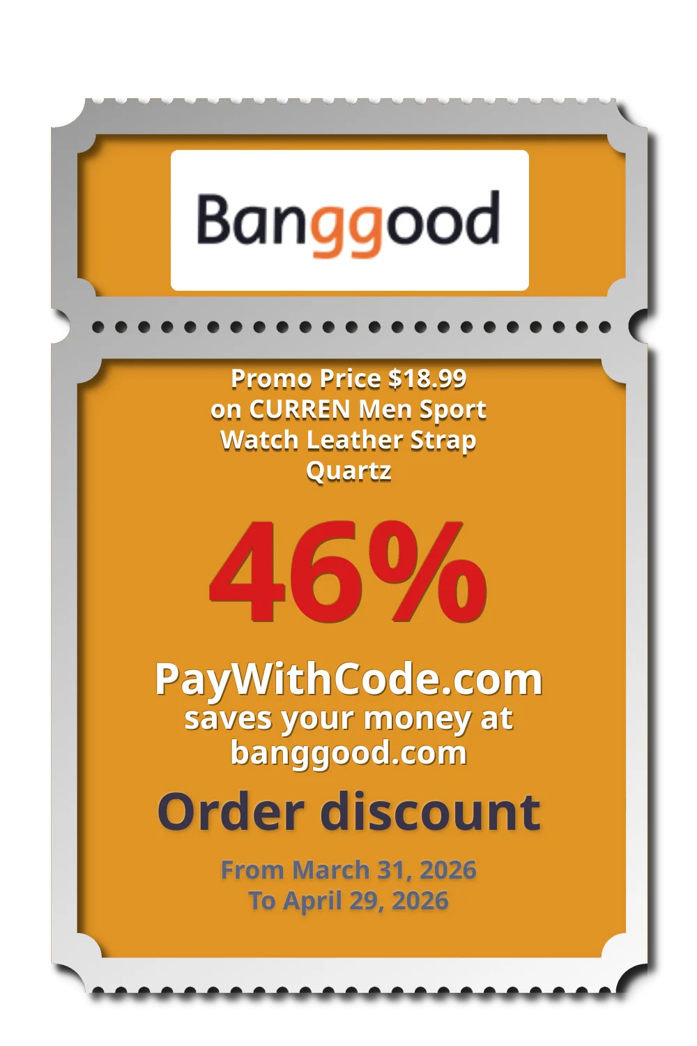 Promo Price $18.99 on CURREN Men Sport Watch Leather Strap Quartz at Banggood