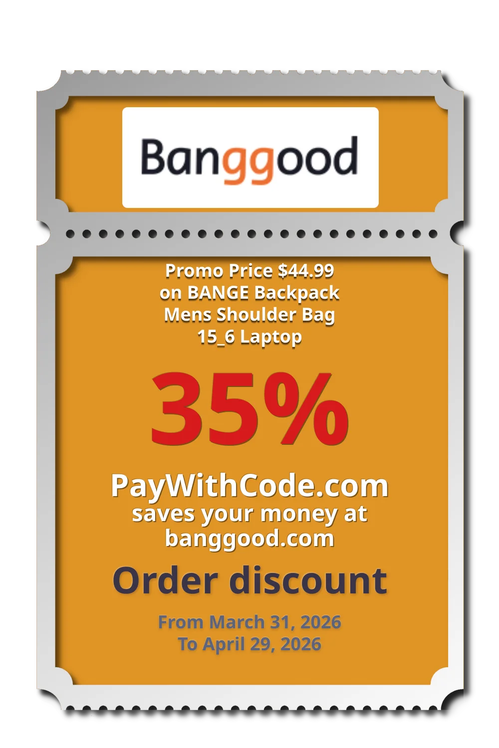 Promo Price $44.99 on BANGE Backpack Mens Shoulder Bag 15_6 Laptop at Banggood