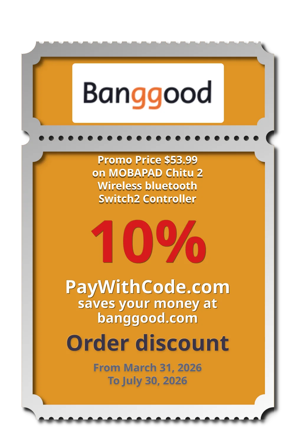 Promo Price $53.99 on MOBAPAD Chitu 2 Wireless bluetooth Switch2 Controller at Banggood