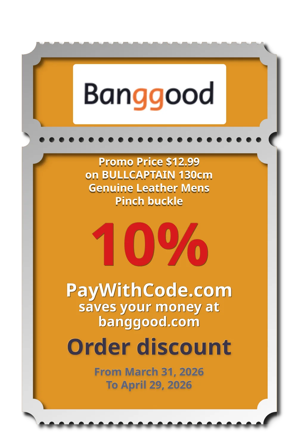 Promo Price $12.99 on BULLCAPTAIN 130cm Genuine Leather Mens Pinch buckle at Banggood