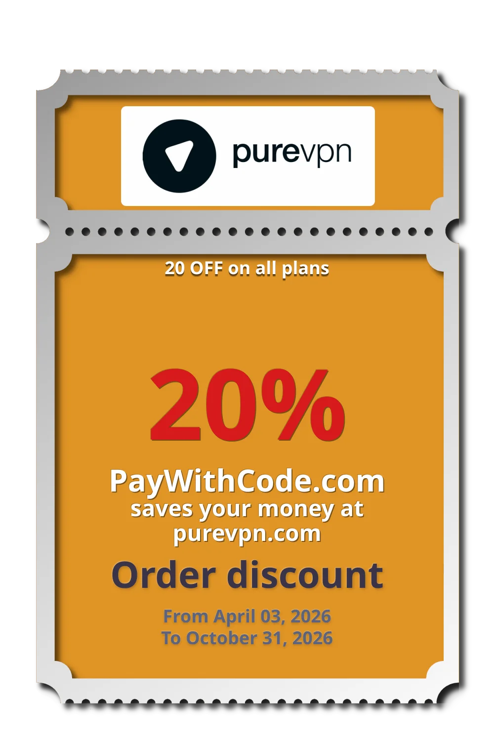 20 OFF on all plans at PureVPN