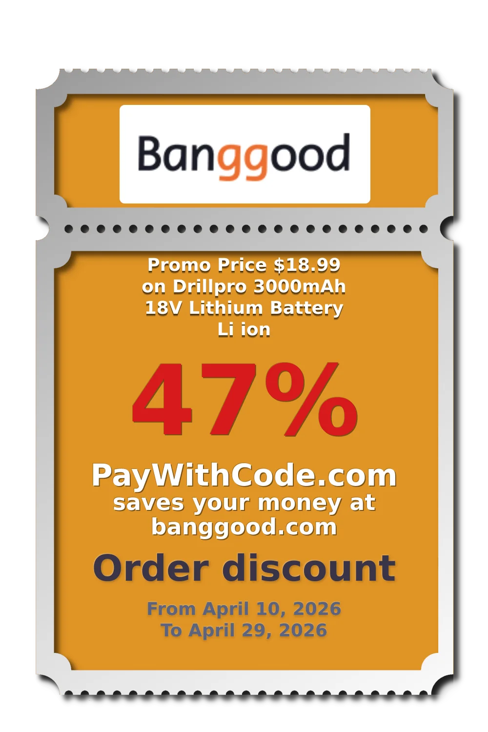 Promo Price $18.99 on Drillpro 3000mAh 18V Lithium Battery Li ion at Banggood