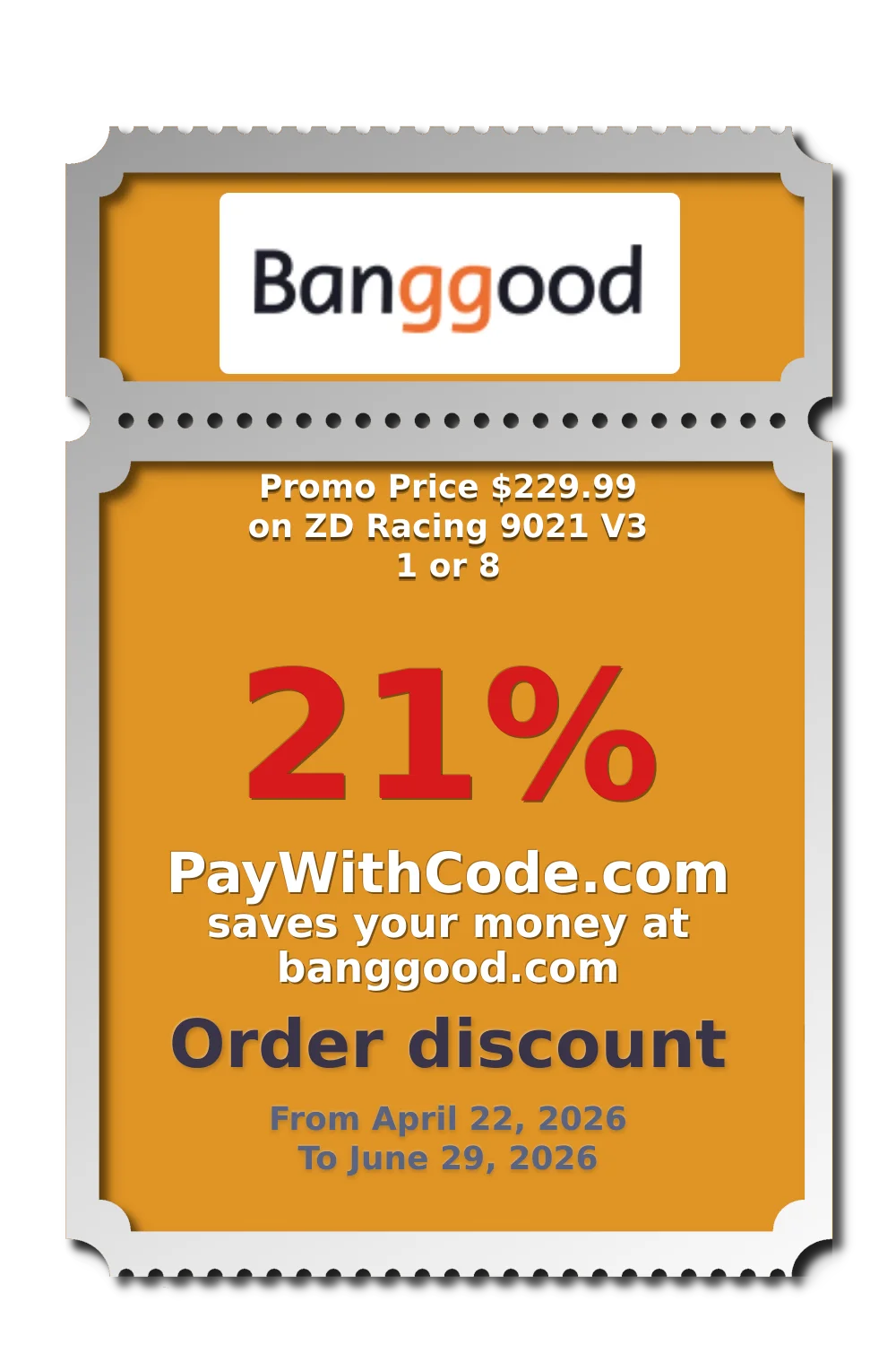Promo Price $229.99 on ZD Racing 9021 V3 1 or 8 at Banggood