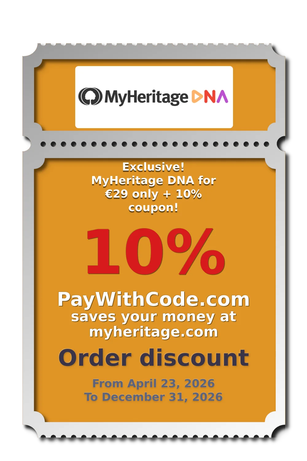 Exclusive! MyHeritage DNA for €29 only + 10% coupon! at MyHeritage DNA