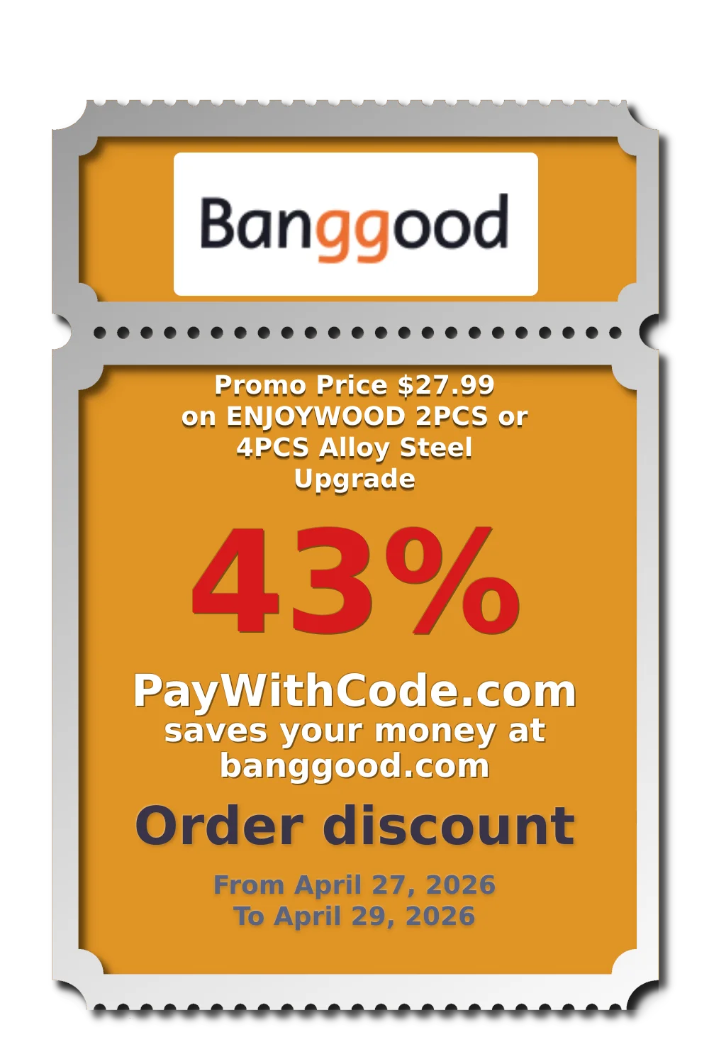 Promo Price $27.99 on ENJOYWOOD 2PCS or 4PCS Alloy Steel Upgrade at Banggood