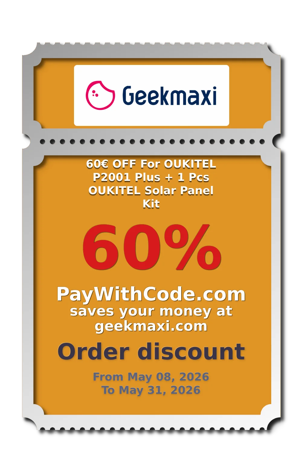 60€ OFF For OUKITEL P2001 Plus + 1 Pcs OUKITEL Solar Panel Kit at Geekmaxi