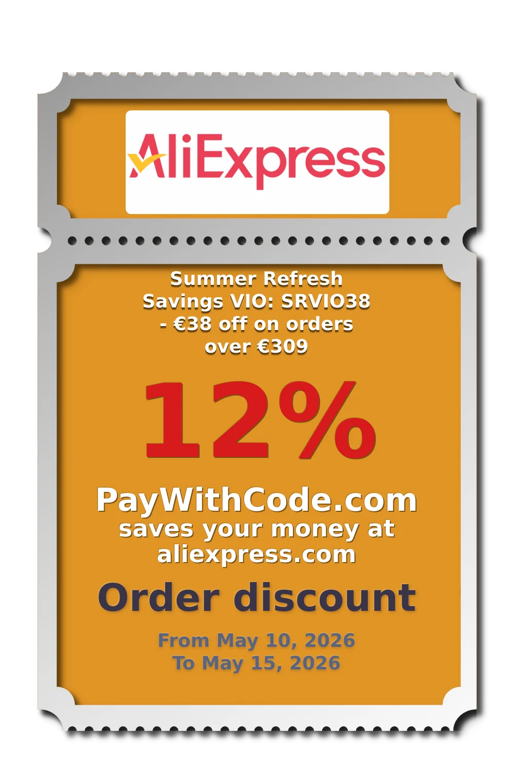 Summer Refresh Savings VIO: SRVIO38 - €38 off on orders over €309 at AliExpress