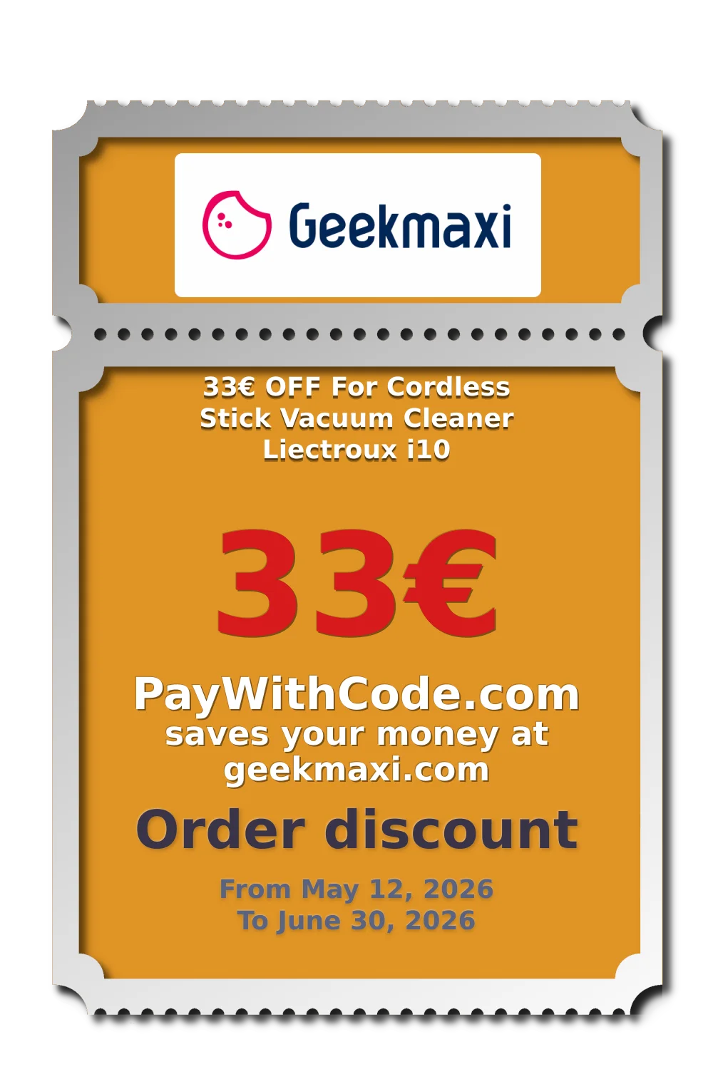33€ OFF For  Cordless Stick Vacuum Cleaner Liectroux i10 at Geekmaxi