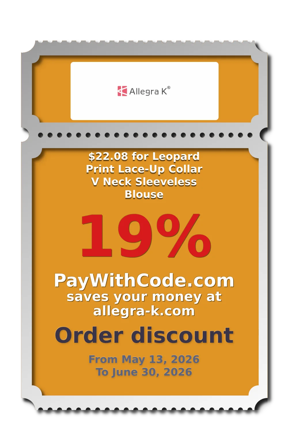 $22.08 for Leopard Print Lace-Up Collar V Neck Sleeveless Blouse at Allegra K