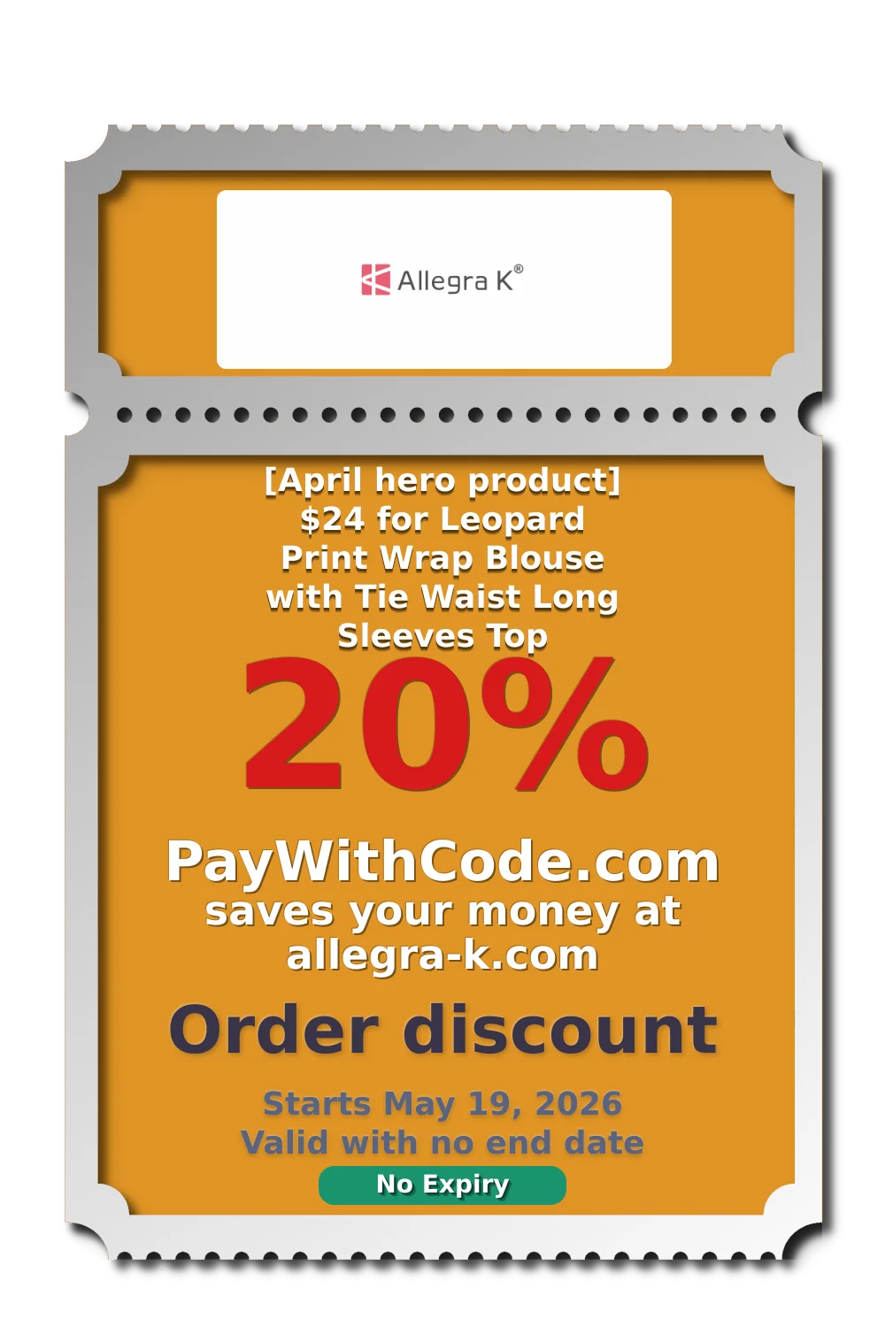 [April hero product] $24 for Leopard Print Wrap Blouse with Tie Waist Long Sleeves Top at Allegra K