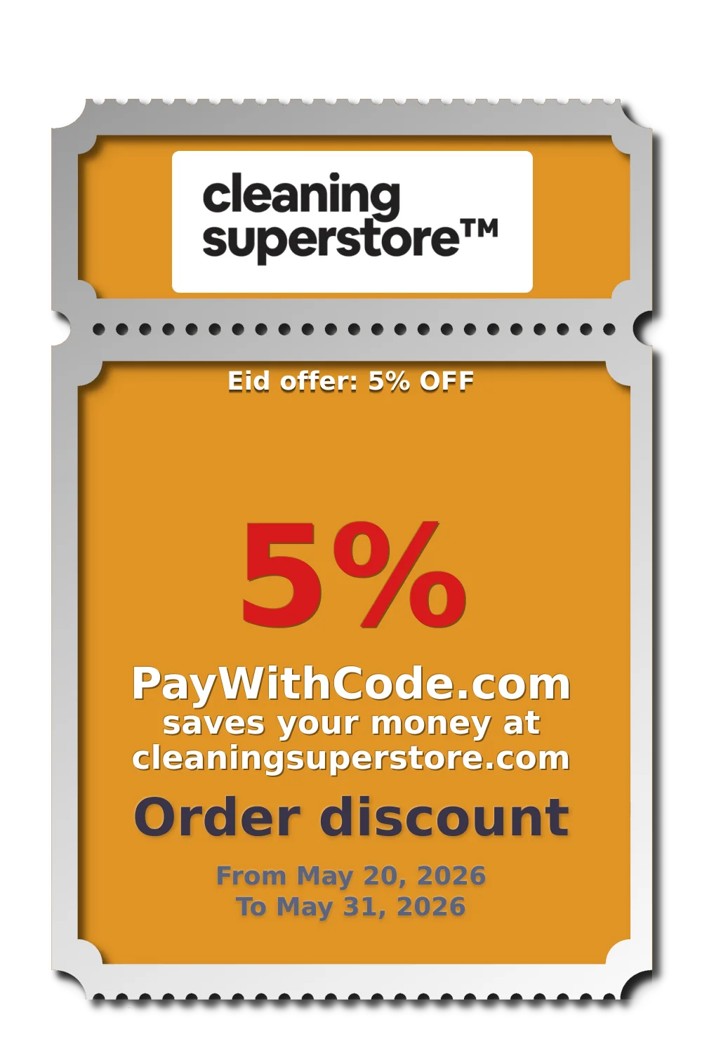 Eid offer: 5% OFF at Cleaning Superstore UAE Tracking promo codes & links
