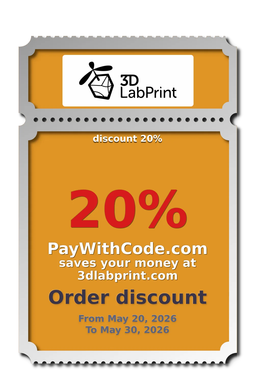 discount 20% at 3DLabPrint USA