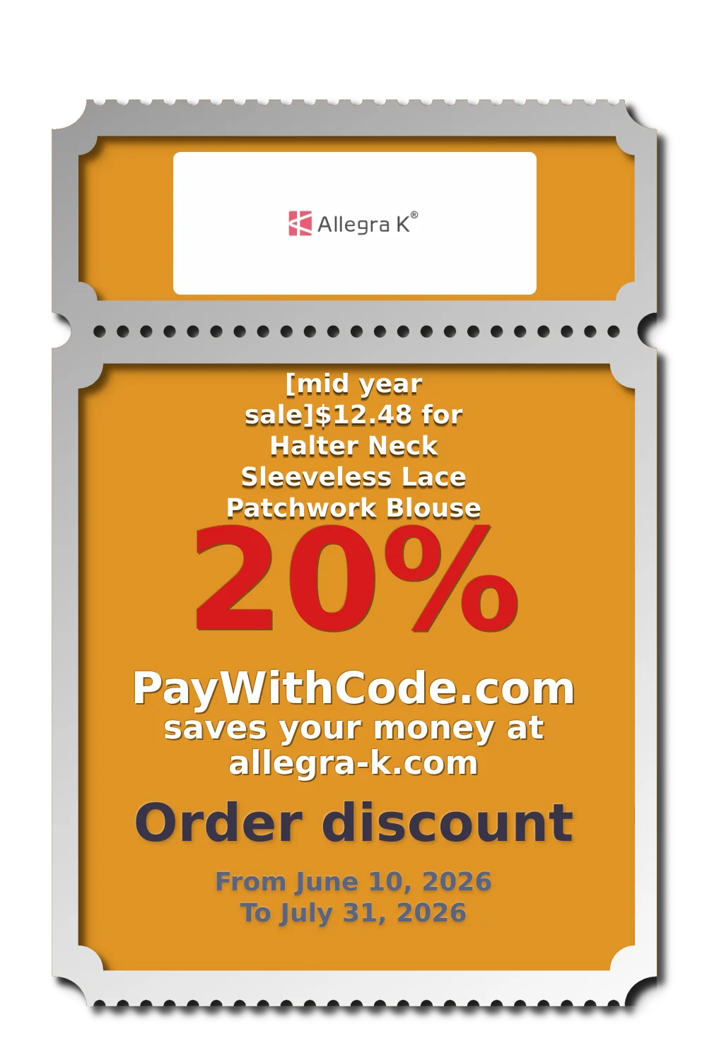 [mid year sale]$12.48 for Halter Neck Sleeveless Lace Patchwork Blouse at Allegra K