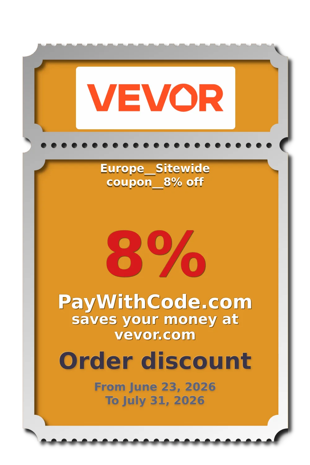 Europe__Sitewide coupon__8% off at Vevor