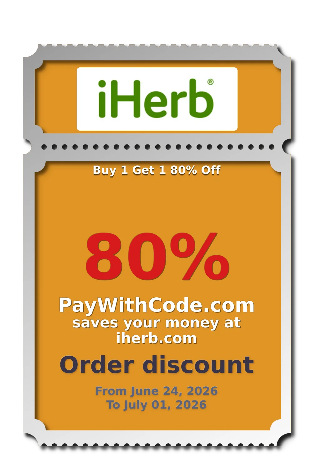 Buy 1 Get 1 80% Off at iHerb