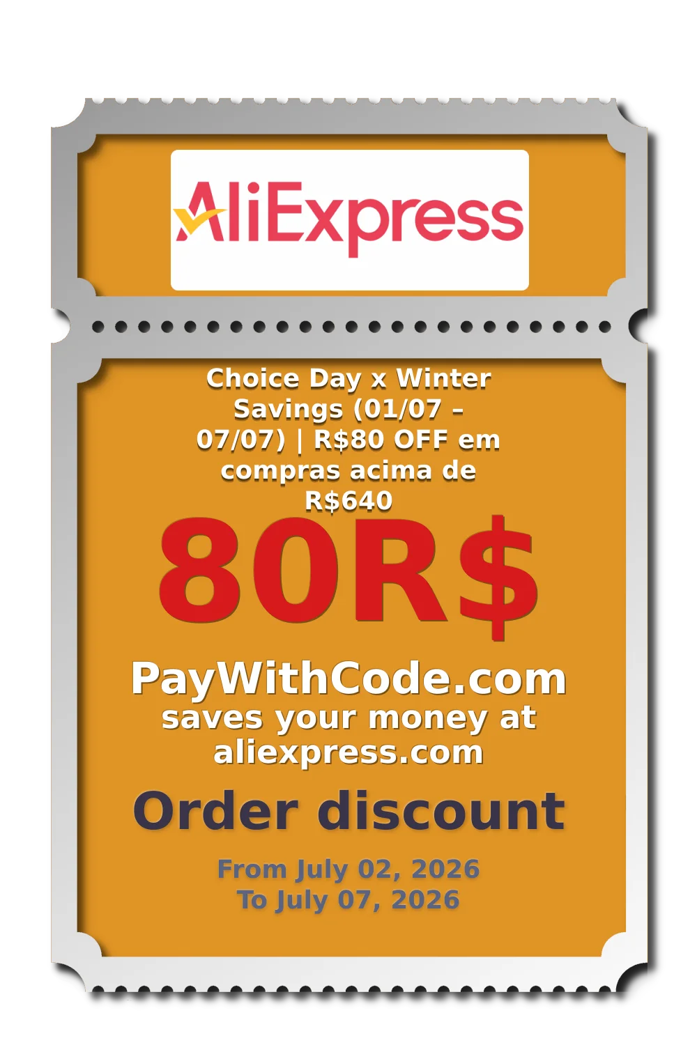 Choice Day x Winter Savings (01/07 – 07/07) | R$80 OFF em compras acima de R$640 at AliExpress