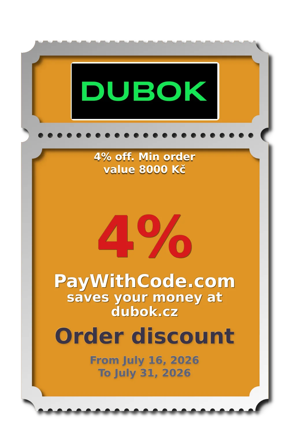 4% off. Min order value 8000 Kč at Dubok CZ&SK