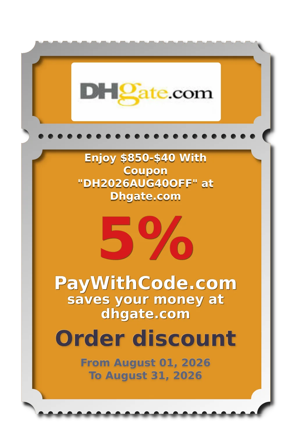 Enjoy $850-$40 With Coupon "DH2026AUG40OFF" at Dhgate.com at DHgate